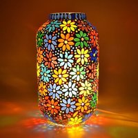 Glass Mosaic Table Lamp - Glass, Energy Saving Light Source, Multicolor Design | Hand Painted Style, 24 Watt Power Consumption