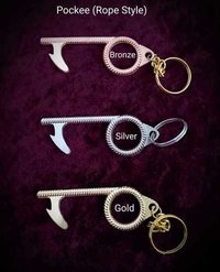 Rope Style Pockee -Zero Touch Reusable Contactless Key Hands Safety To Open Door Bottle Opener Brass Keychain