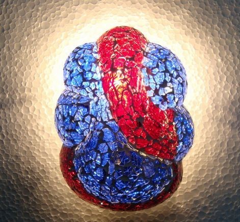 Lord Ganesha Antique Red And Blue Glass Lamps