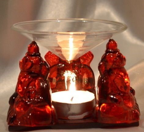 Red Glass Ganesha Idol With T Light Candle