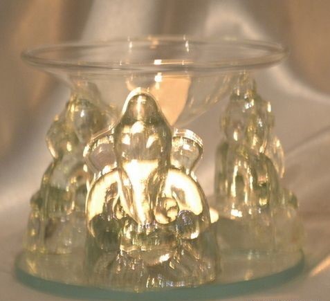 Transparent Indian Religion Glass Ganesha Murti With T Light Candle