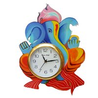 Wooden Wall Clock - 16x12 Inch, Multicolor | Unique Design, Easy To Clean, Painted Finish, Ideal For Traditional & Contemporary Spaces