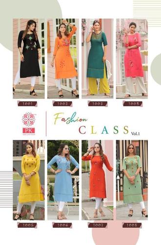 PK By Fashion Class Vol-1 - Heavy Rayon Embroidery, Approx 46 Length, Sizes M(36)-3XL(44) | 3-4th Sleeve, Ladies Formal, Washable for All Seasons