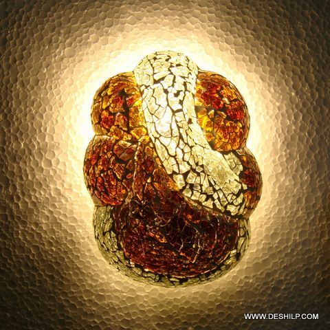 Mahroon Gold Large Turkish Moroccan Mosaic Glass Wall Scon