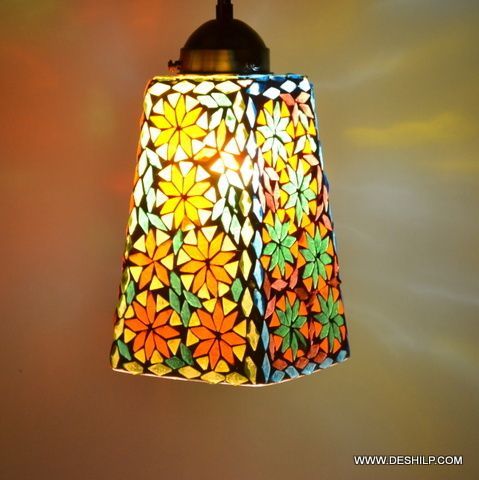 Multicolor Abode Morning White Mosaic Hanging