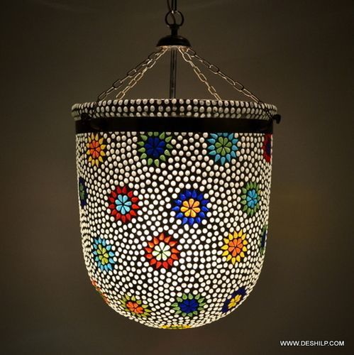 Multicolor U Shape Glass Mosaic Big Hanging Lamp