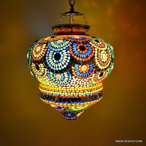 Multicolor Glass Mosaic Hanging Lamp