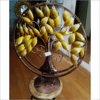 Iron Handicraft Home Decor Tree In Round Circle With Satand By VIVAAN ART & CRAFT
