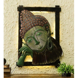 Iron Handicraft Wall Decor Buddha Thinking Led