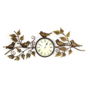 Iron Handicrafts Wall Decor Clock With 5 Birds By VIVAAN ART & CRAFT