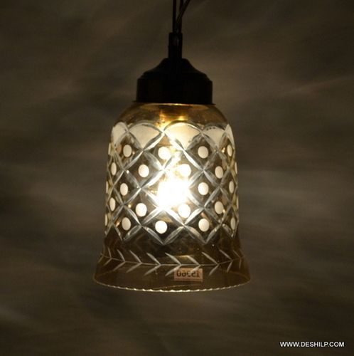 White Small Decent Glass Handcrafted Conical Shaped Glass Hanging Light Source: Energy Saving