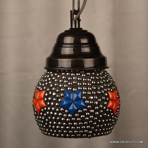 Black Turkish Mosaic Hanging Lamp Light Hand Craft Medium