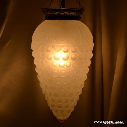 White Glass Antique Frosted Hanging Light Source: Energy Saving