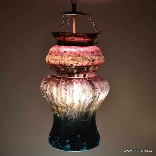 Multicolor Glass Silver Decor Shape Wall Hanging Lamp