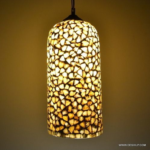 Yellow Seap Hanging Lamp Handcrafted