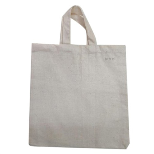 Plain Cotton Shopping Bags - Cotton Material, Various Sizes Available, White Color - Includes Durable Handles, Plain Design