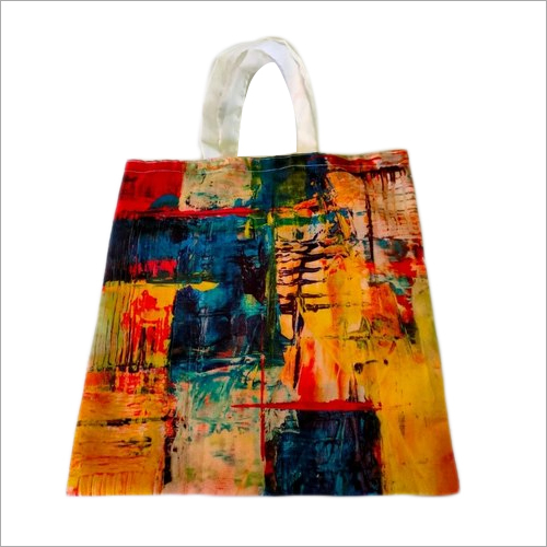 Customized Printed Cotton Bags - Different Sizes Available, Multicolor Printed Design with Loop Handles for Versatile Use