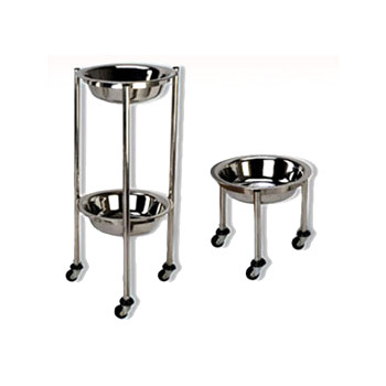 Kick Bowl Trolley - Stainless Steel, 36 Inches Height, Two 12-Inch Bowls | Mobile, Durable, Sterilizable, Space Saving