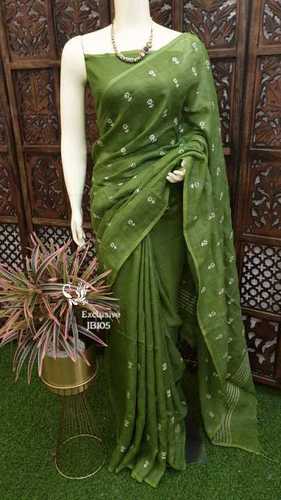 Embroidery work Linen Saree