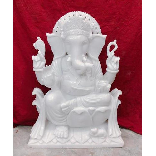 White Ganesha Idols - Material: Marble