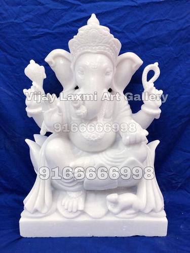 White Ganpati Marble Statue By VIJAY LAXMI ART GALLERY