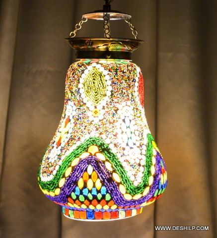 Multicolor Antique Mosaic Wall Hanging Lamp