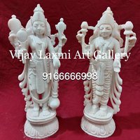 Marble Vishnu Laxmi Murti - High-Quality Marble, Exquisite Religious Sculpture , Perfect Decor for Spiritual Spaces