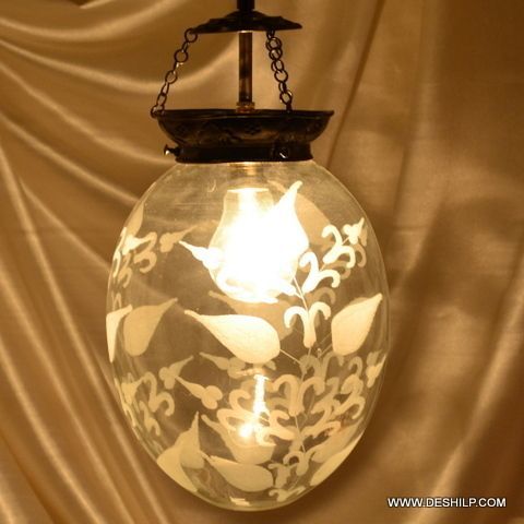 White Clear Glass Egg Shape Hanging