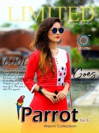 Aardhna Fashion By Parrot Vol-6 - Heavy Rayon, Sizes M(38)-xxxl(46), Length 46 Approx, Plain Pattern, 3-4th Sleeve Style, Washable, Formal Wear For Ladies