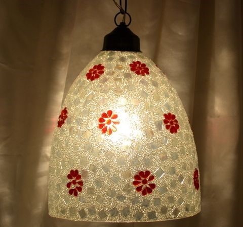 Golden And Red White Glass Mosaic Wall Hanging