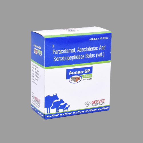 Paracetamol, Aceclofenac And Serratiopeptidase Bolus Vet