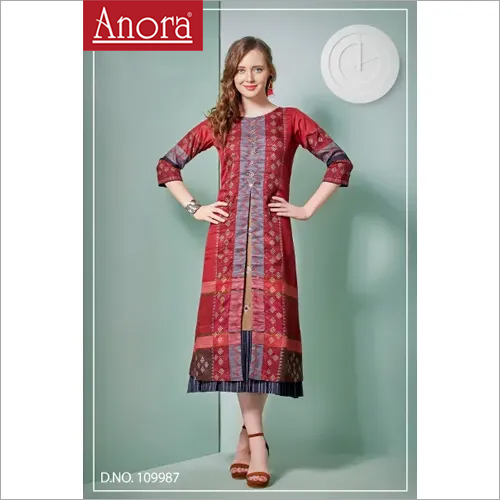 Cotton Printed Work Straight Kurti