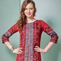 Cotton Printed Work Straight Kurti