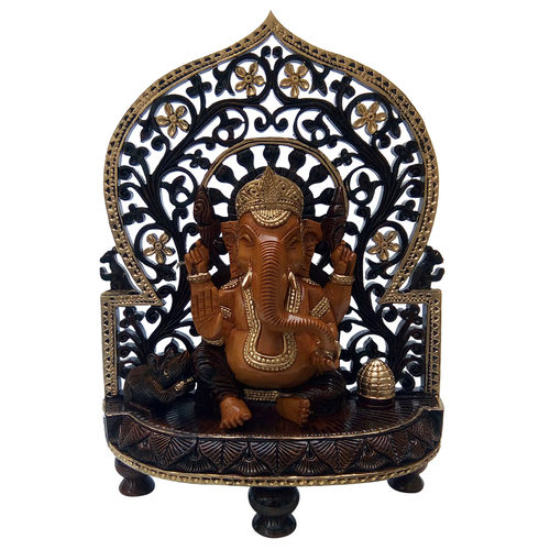 Wooden Ganesh Antique Back Jali