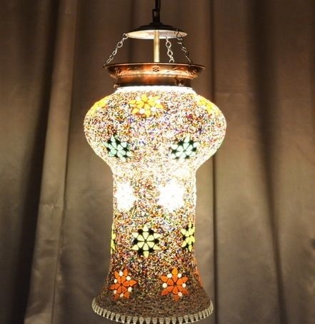 Golden Mosaic Finish Glass Wall Hanging Lamp
