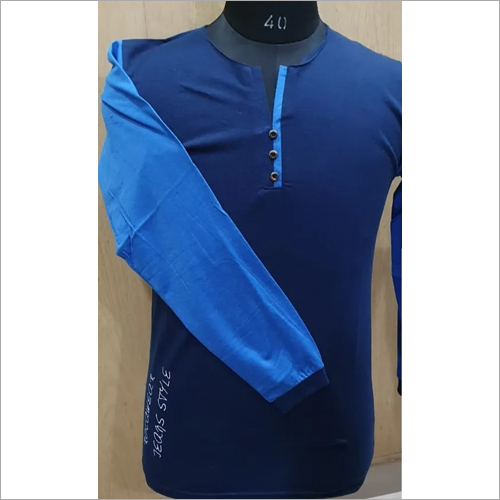 Mens Zip Closure Neck Plain T Shirt