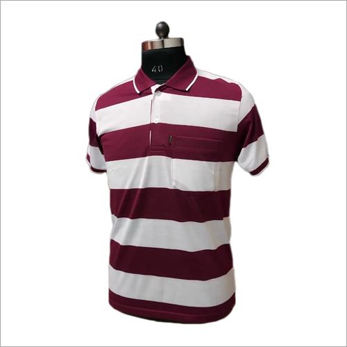 Mens Polo Neck Striped T-Shirt