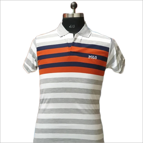 Mens Polo Fancy Neck Striped T Shirt By R.V. INTERNATIONAL