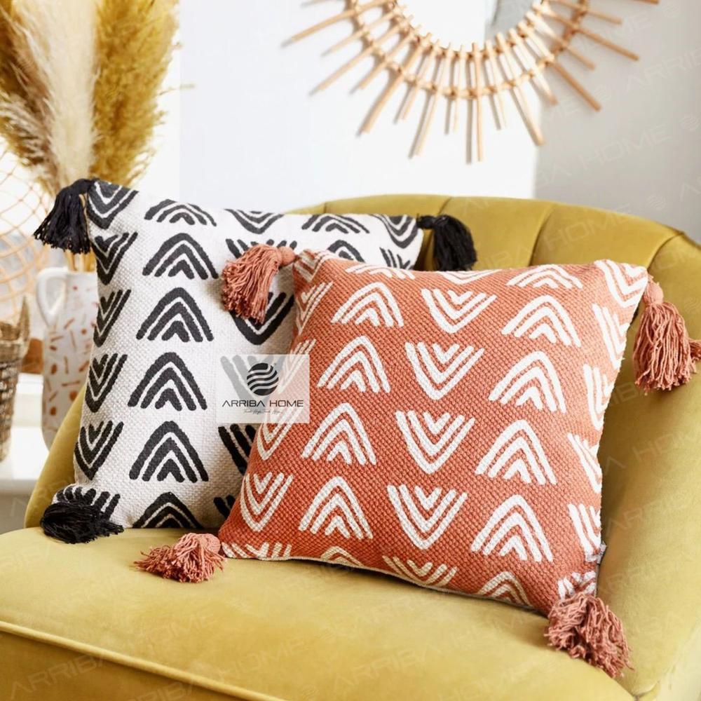Cotton Canvas Printed Cushion Covers - Color: 1-3 Colors