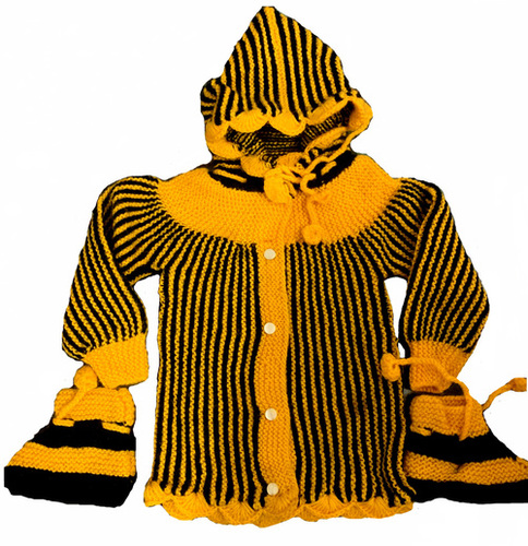 Mustard Hand knitted baby suit set