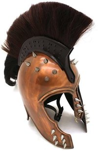 B07664t5qf Medieval Warrior Brand 20g Steel Punk Trojan Helmet W/ponytail & Leather Liner