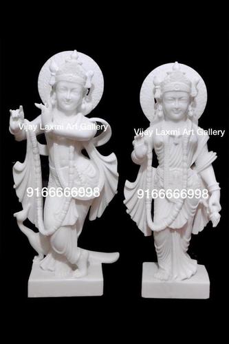 Plain White Radhe Krishna Marble Statue