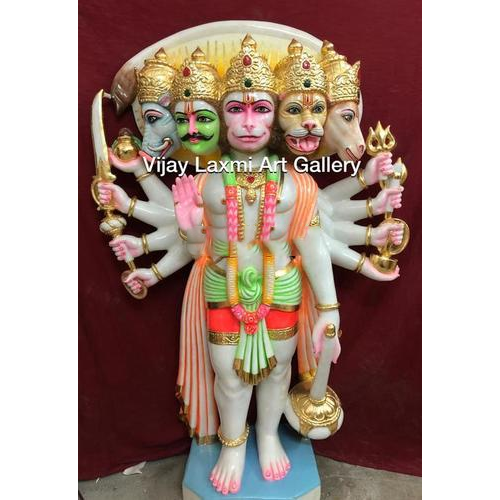 Decorative Marble Panchmukhi Hanuman Statue