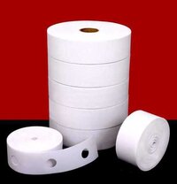 Bukram Patta Tape - Non Woven Fabric, 3.5 & 4 Inch Widths, White Color, 50m, 100m, 200m Lengths, One Sided, 8 & 10 Holes Options
