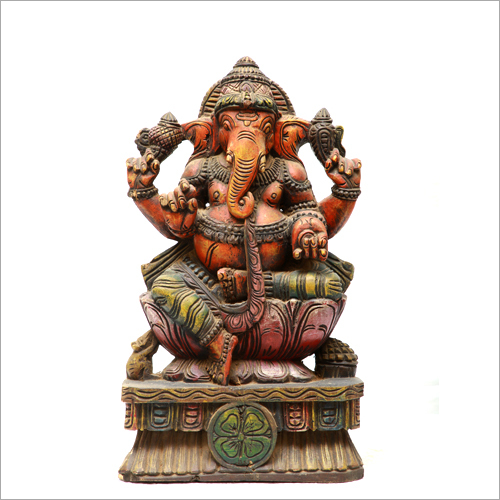 Wooden Ganesh Statue By CHOLA ART GALERIE