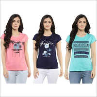 Ladies Printed T-shirts - Cotton, Size S/m/l/xl, Multiple Colors - O-neck, Short Sleeves, Trendy Pattern For Youthful Style