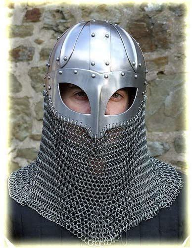 B07KHVYQQB Viking Helmet Battle Armor 18G Steel and Chainmail