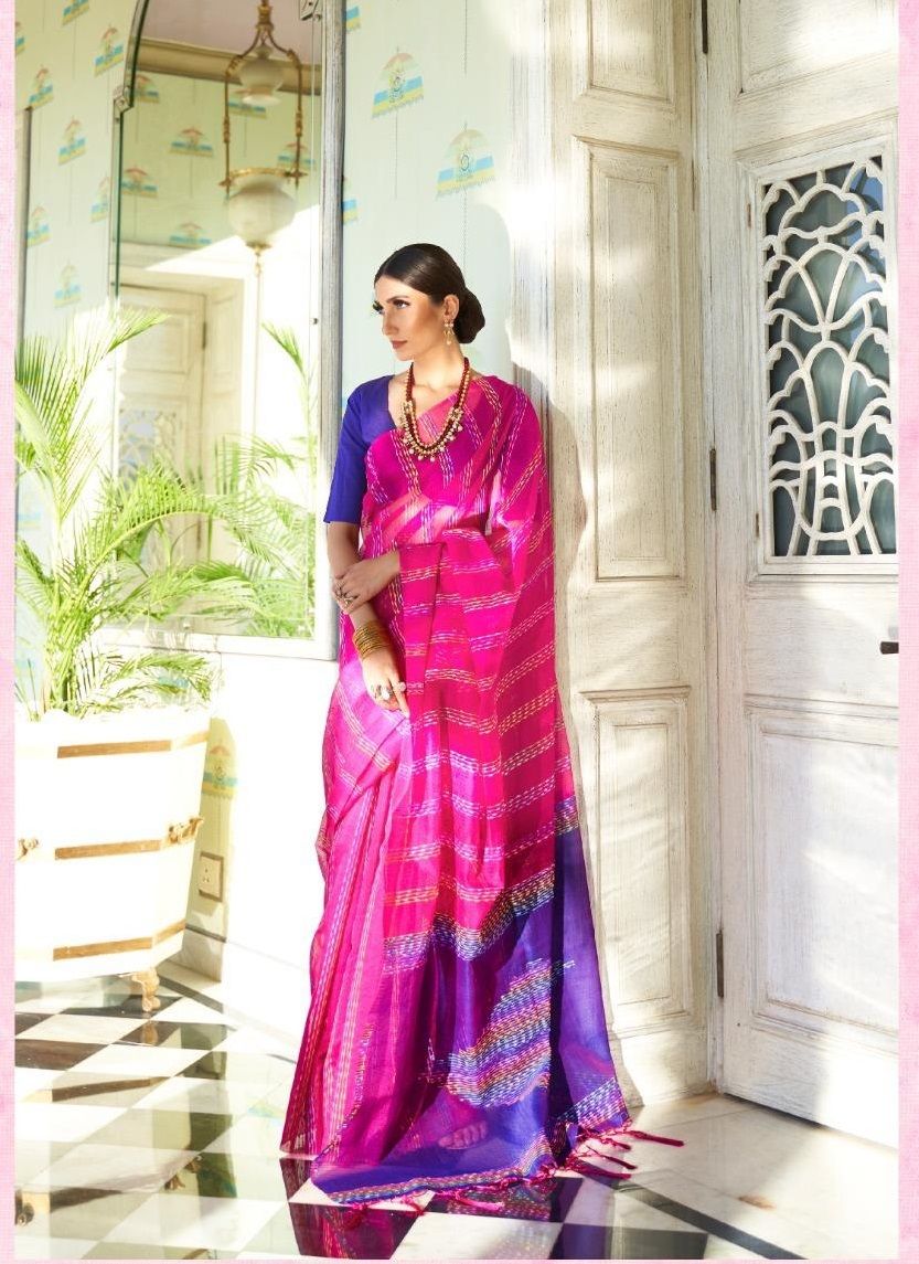 Handloom Weaving Silk Dhaga Work Saree