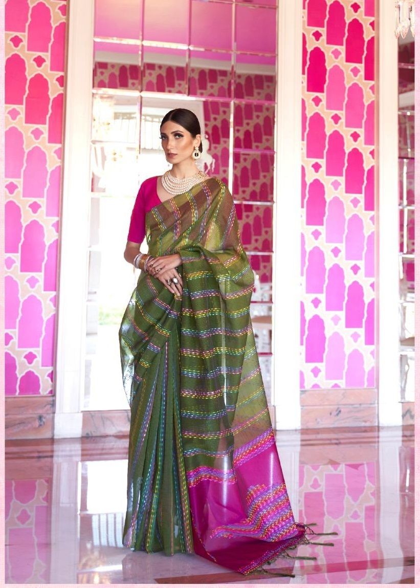 Handloom Weaving Silk Dhaga Work Saree