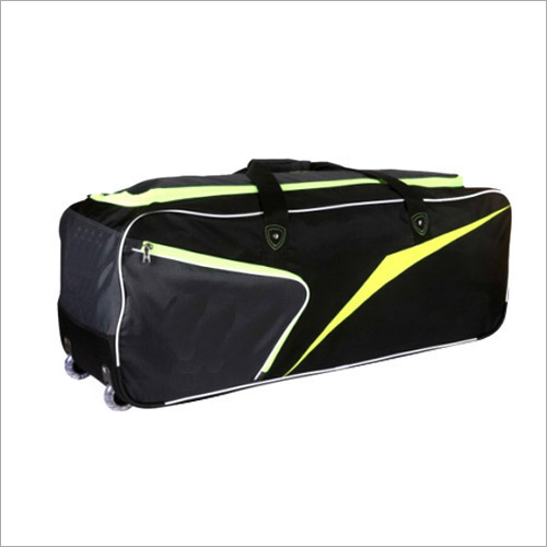 Large Cricket Kit Bag - Nylon, Hand Length Handle | Customizable Color and Design, Barrier and Security Features, Black and Green